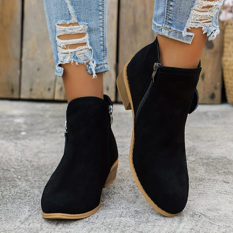 Damen Stiefeletten mit seitlichem Reißverschluss