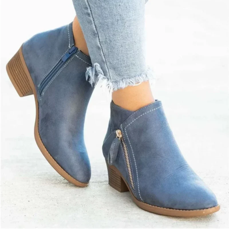 Damen Stiefeletten mit seitlichem Reißverschluss