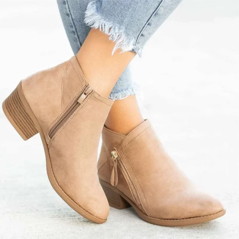 Damen Stiefeletten mit seitlichem Reißverschluss