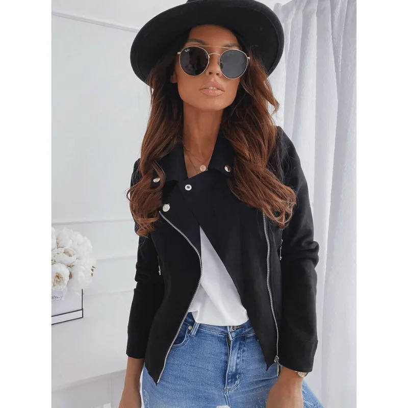 Damen Bikerjacke in Wildleder-Optik mit Reißverschluss
