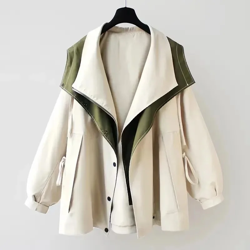 Damen Regenjacke mit Kapuze und Kordelzug