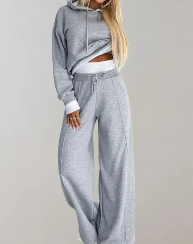 Damen Loungewear Set mit Kapuze und Kordelzug