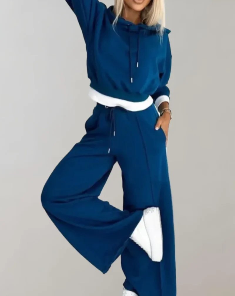 Damen Loungewear Set mit Kapuze und Kordelzug