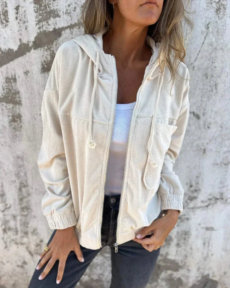Damen Kapuzenjacke mit Reißverschluss und Kordeln
