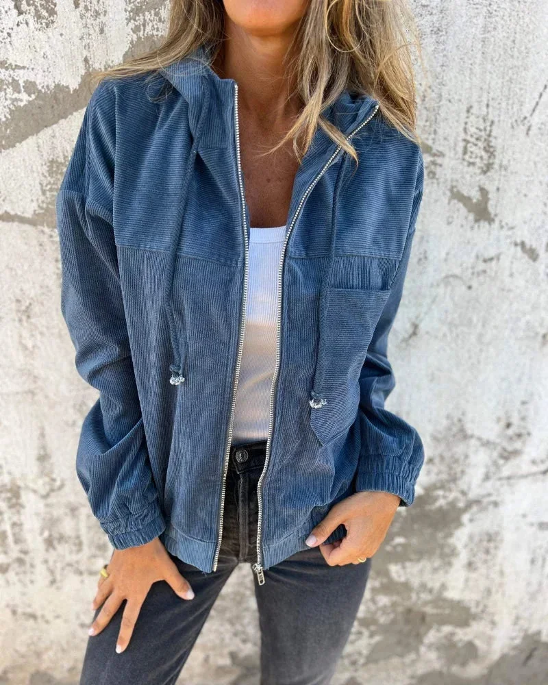 Damen Kapuzenjacke mit Reißverschluss und Kordeln