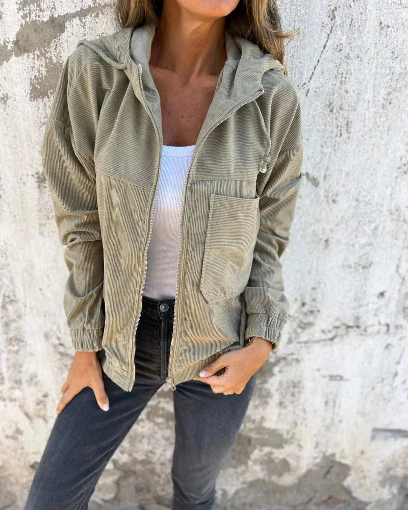 Damen Kapuzenjacke mit Reißverschluss und Kordeln