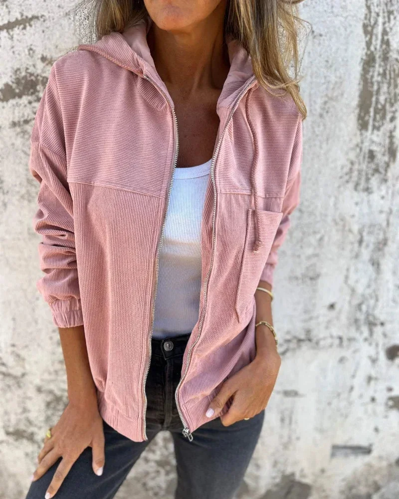 Damen Kapuzenjacke mit Reißverschluss und Kordeln