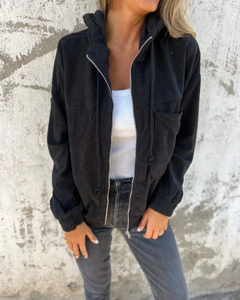 Damen Kapuzenjacke mit Reißverschluss und Kordeln