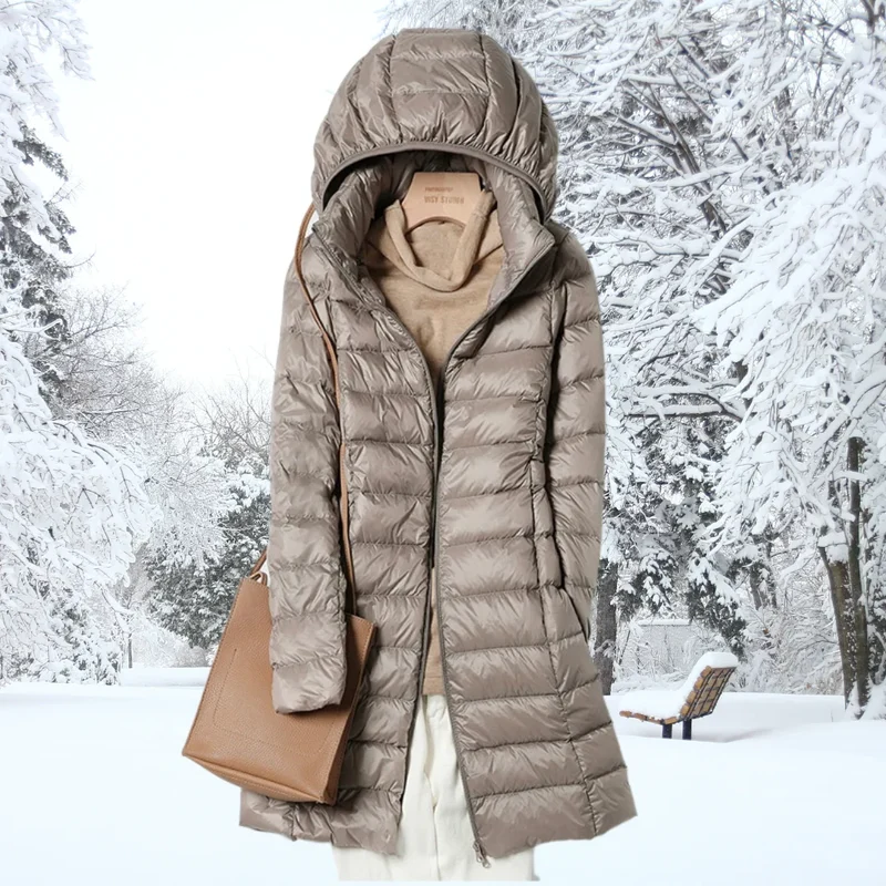 Damen Leichte Daunenjacke mit Kapuze