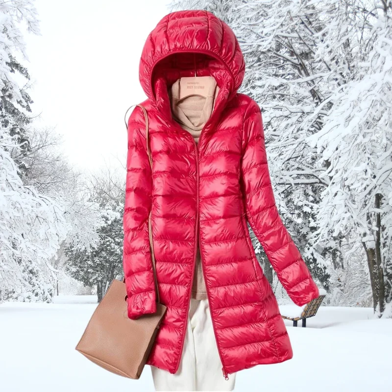 Damen Leichte Daunenjacke mit Kapuze
