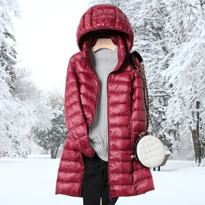 Damen Leichte Daunenjacke mit Kapuze