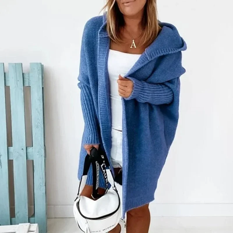 Oversize Damen Strickjacke mit Kapuze