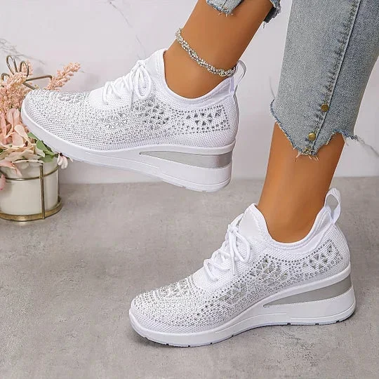 Damen Sneaker mit Komfortsohle und funkelnden Akzenten
