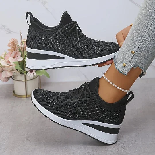 Damen Sneaker mit Komfortsohle und funkelnden Akzenten