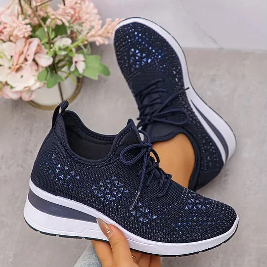 Damen Sneaker mit Komfortsohle und funkelnden Akzenten