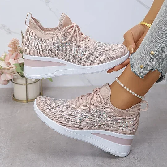 Damen Sneaker mit Komfortsohle und funkelnden Akzenten
