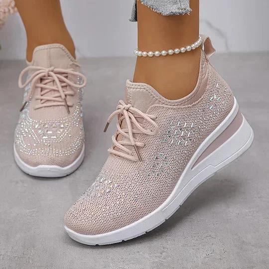 Damen Sneaker mit Komfortsohle und funkelnden Akzenten