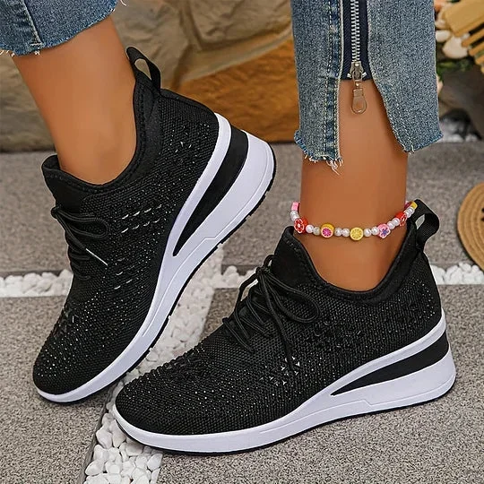 Damen Sneaker mit Komfortsohle und funkelnden Akzenten