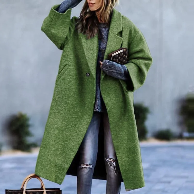 Damen Oversize Mantel mit Karomuster und Knopfverschluss