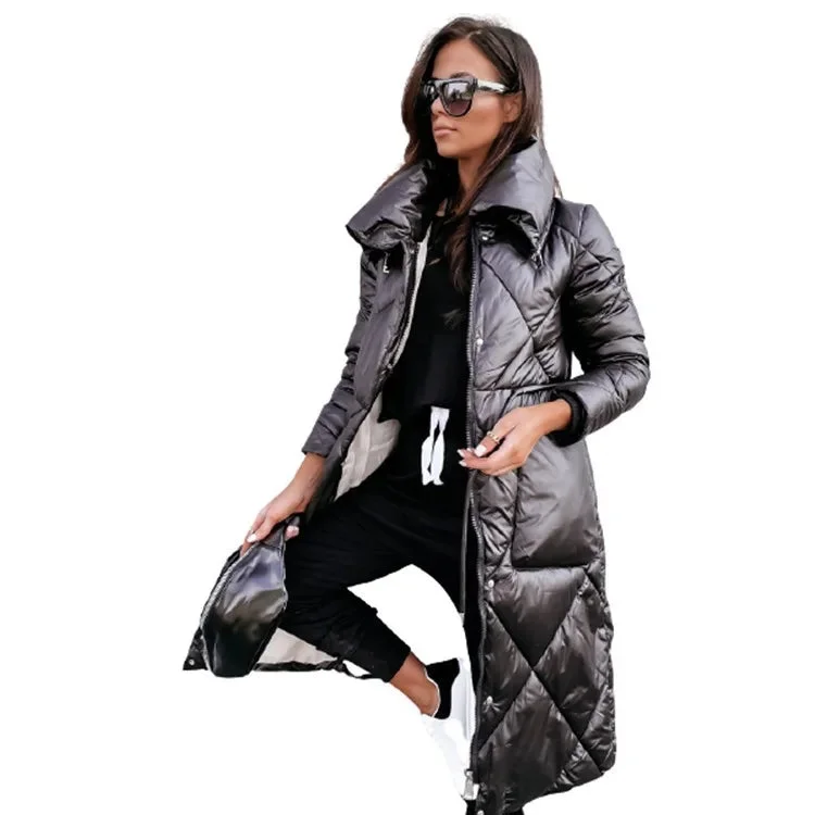 Damen Steppjacke mit hohem Kragen und Reißverschluss