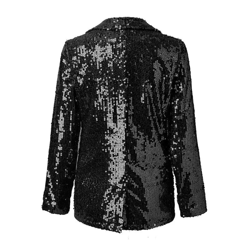 Damen Pailletten-Blazer mit lockerer Passform