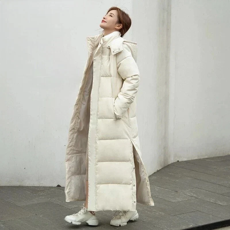 Winterjacke Damen Lang Gepolstert | Mit Kapuze und Reißverschluss