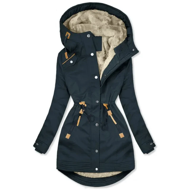 Winterjacke Damen Mit Kapuze | Parka Mit Reißverschluss und Kordelzug