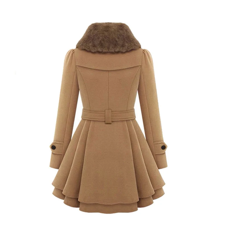 Winterjacke Damen Lang Mit Gürtel und Kapuze | Mit Knöpfen und Seitentaschen