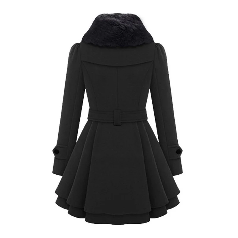 Winterjacke Damen Lang Mit Gürtel und Kapuze | Mit Knöpfen und Seitentaschen