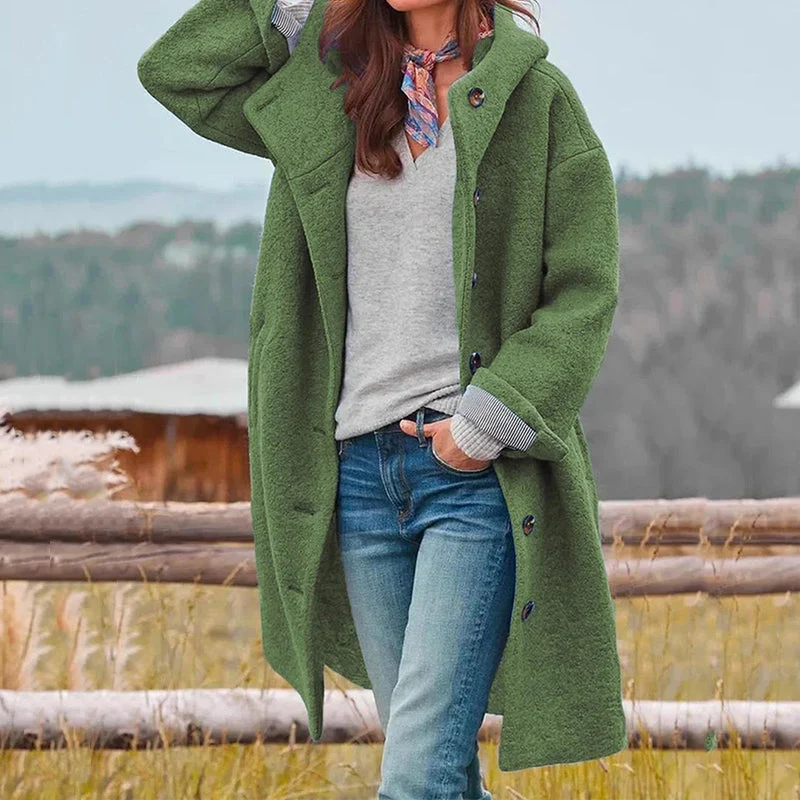 Winterjacke Damen Lang | Gefütterter Wintermantel Mit Knöpfen