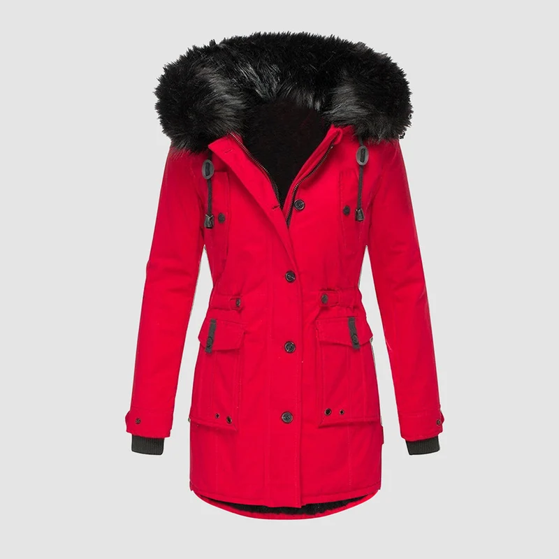Winterjacke Damen Gefüttert Mit Kapuze | Reißverschluss Jacke Mit Taschen
