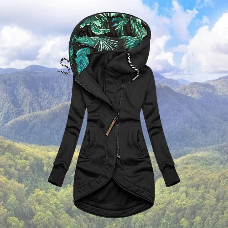 Winterjacke Damen Mit Kapuze | Asymmetrischer Reißverschluss Lang