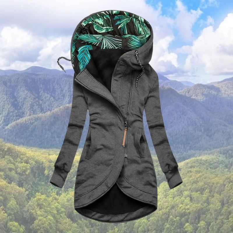 Winterjacke Damen Mit Kapuze | Asymmetrischer Reißverschluss Lang