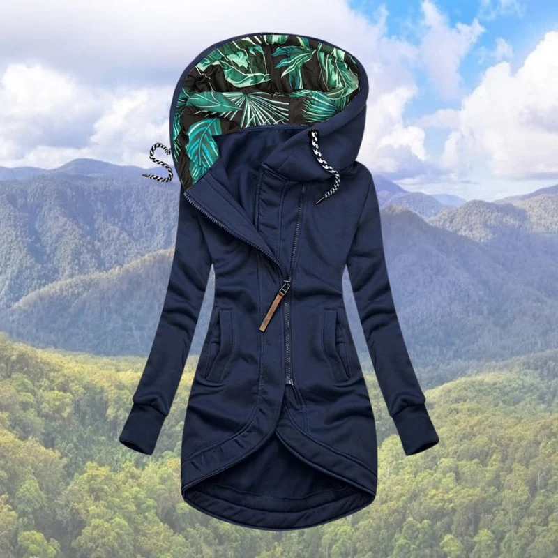 Winterjacke Damen Mit Kapuze | Asymmetrischer Reißverschluss Lang