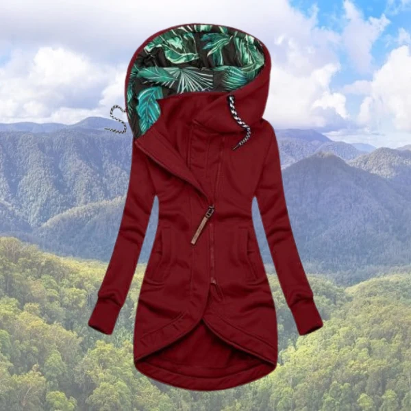 Winterjacke Damen Mit Kapuze | Asymmetrischer Reißverschluss Lang