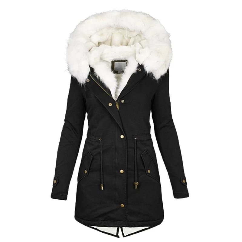 Winterjacke Damen Mit Kapuze | Lang Geschnitten Mit Taschen