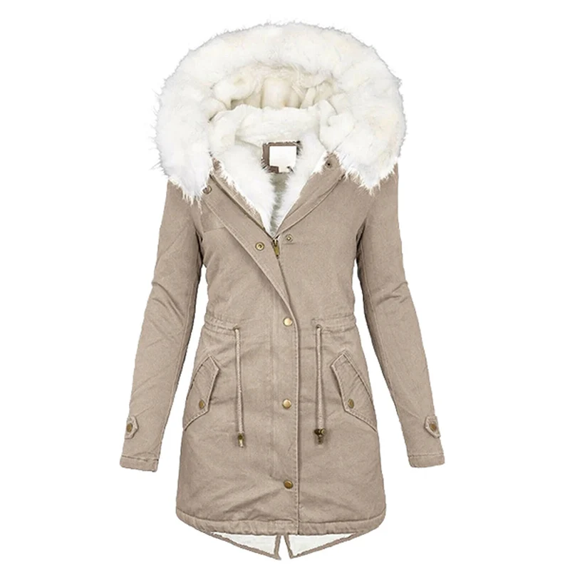 Winterjacke Damen Mit Kapuze | Lang Geschnitten Mit Taschen