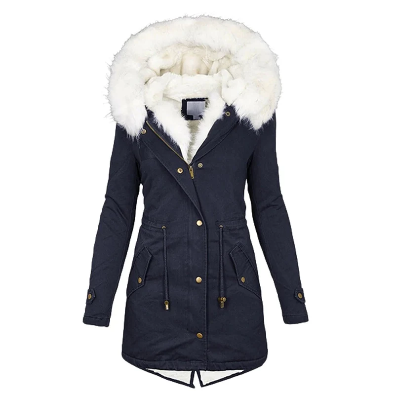 Winterjacke Damen Mit Kapuze | Lang Geschnitten Mit Taschen