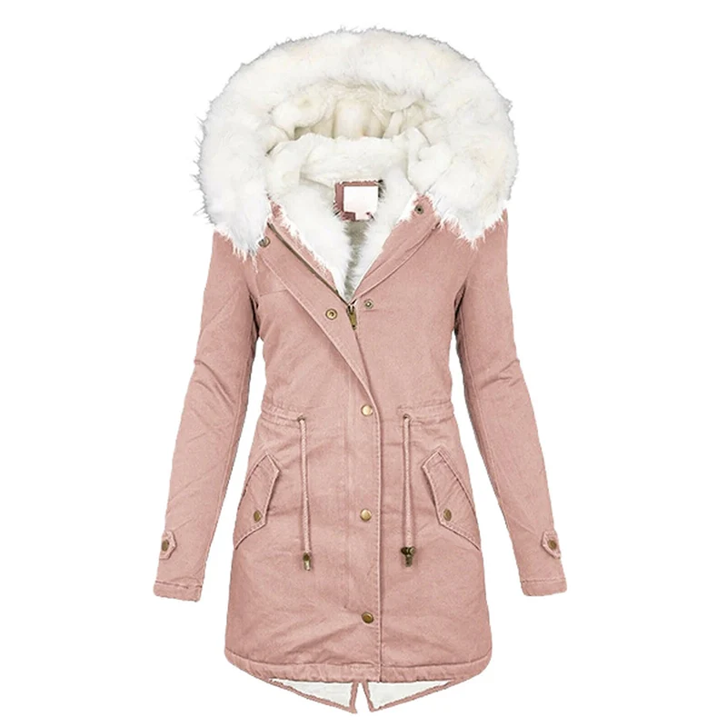 Winterjacke Damen Mit Kapuze | Lang Geschnitten Mit Taschen