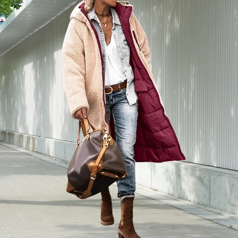 Winterjacke Damen Lang Geschnitten | Mit Kapuze und Taschen