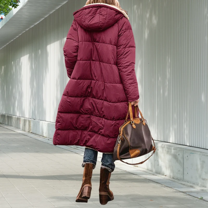 Winterjacke Damen Lang Geschnitten | Mit Kapuze und Taschen