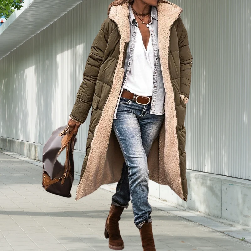 Winterjacke Damen Lang Geschnitten | Mit Kapuze und Taschen