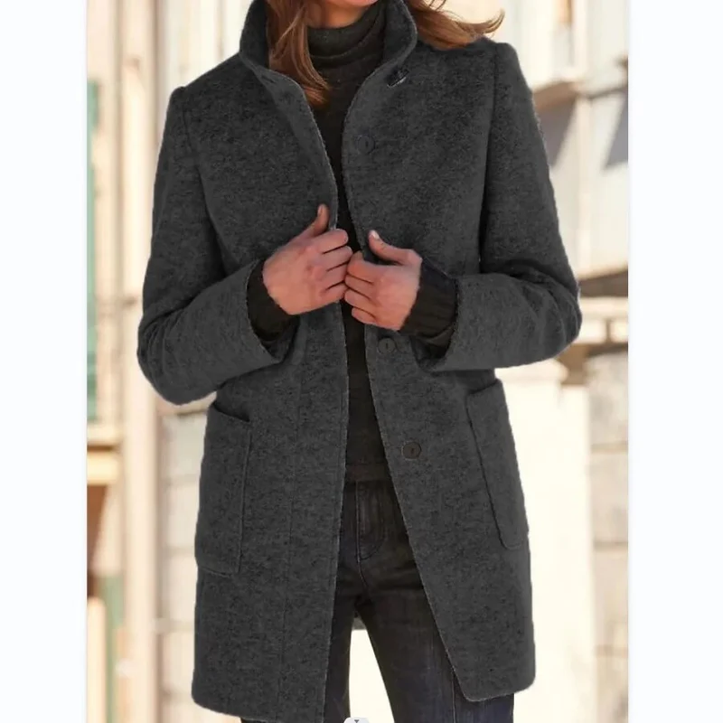 Winterjacke Damen Wintermantel | Lang Mit Knöpfen und Taschen