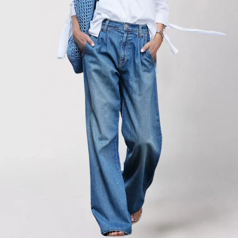 Damen Baggy Weit Geschnittene Jeans | High Waist Lockerer Sitz