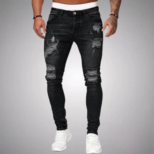 Herren Jeans Zerrissen Slim Fit | Atmungsaktiv Hose