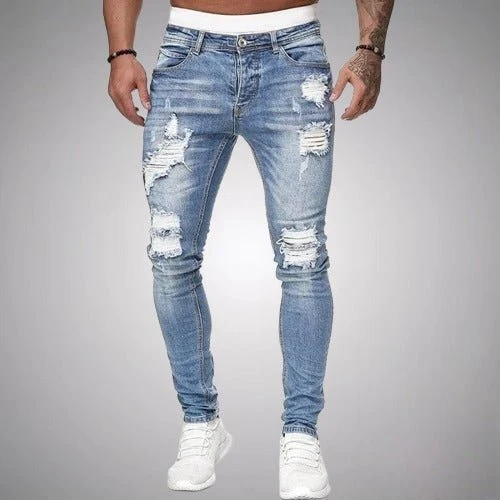 Herren Jeans Zerrissen Slim Fit | Atmungsaktiv Hose