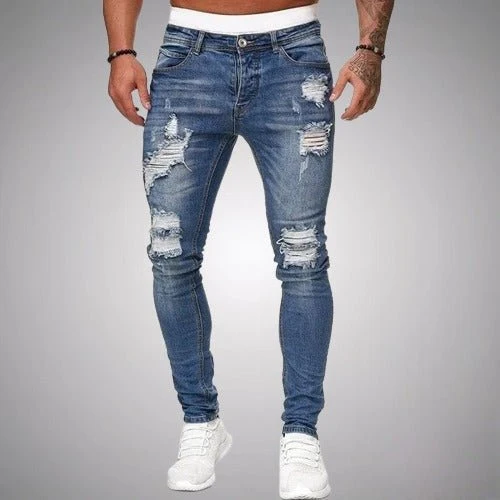 Herren Jeans Zerrissen Slim Fit | Atmungsaktiv Hose