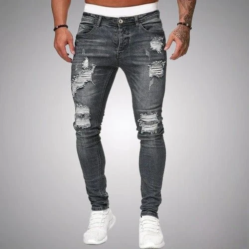 Herren Jeans Zerrissen Slim Fit | Atmungsaktiv Hose
