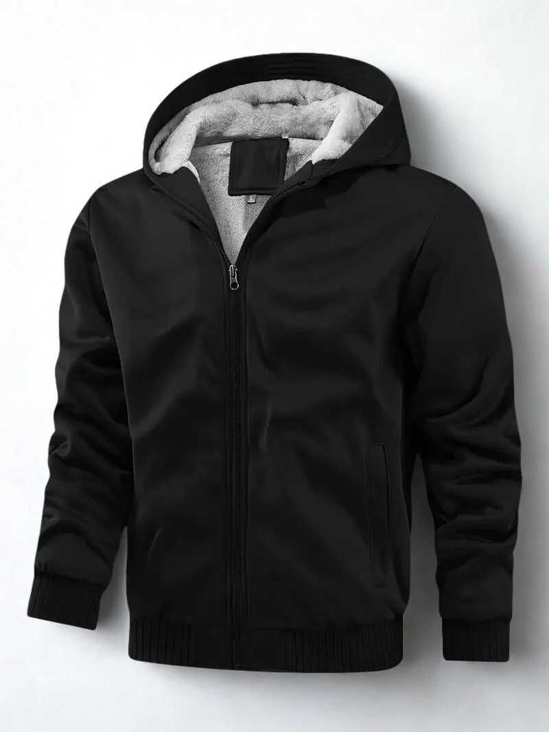 Herren Reißverschlussjacke mit Kapuze | Fleecefutter Langarm