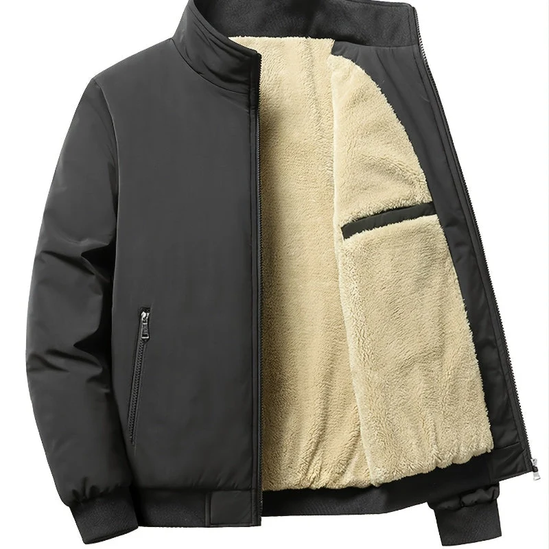 Herren Outdoor Jacke mit Fleece | Einfarbig Reißverschluss